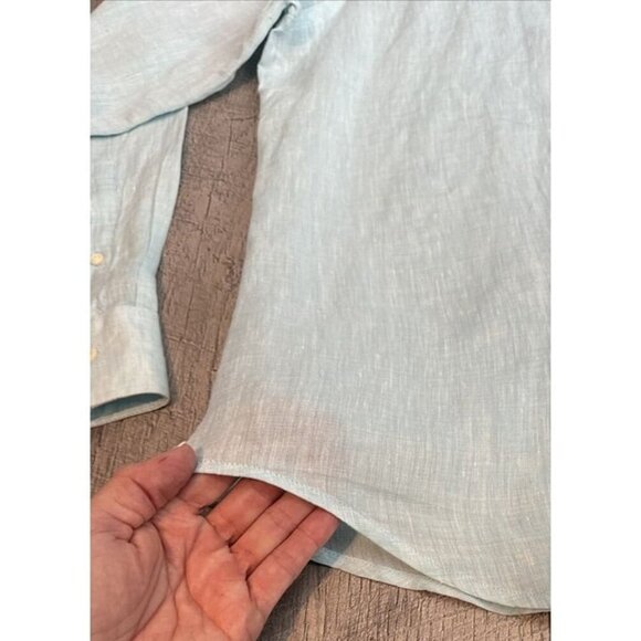 Peter Millar Linen Shirt Mens 2XL Green Crown Cool Button Up Coastal Lightweight - Picture 5 of 10